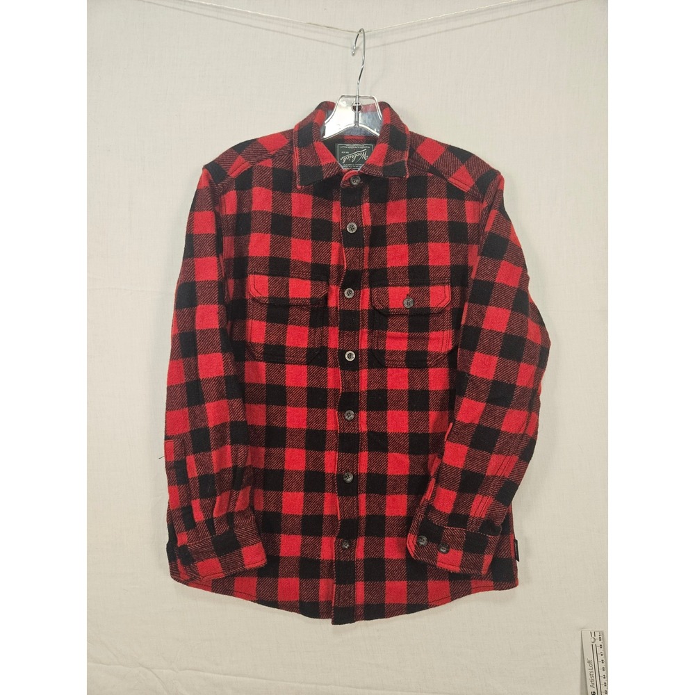 Woolrich Mens XS Buffalo Plaid Flannel Shirt Red Black Wool Blend Button Down